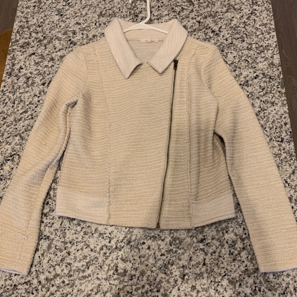 Cream-Zipper Business Jacket